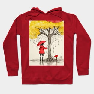 kid playing in water puddles. Hoodie